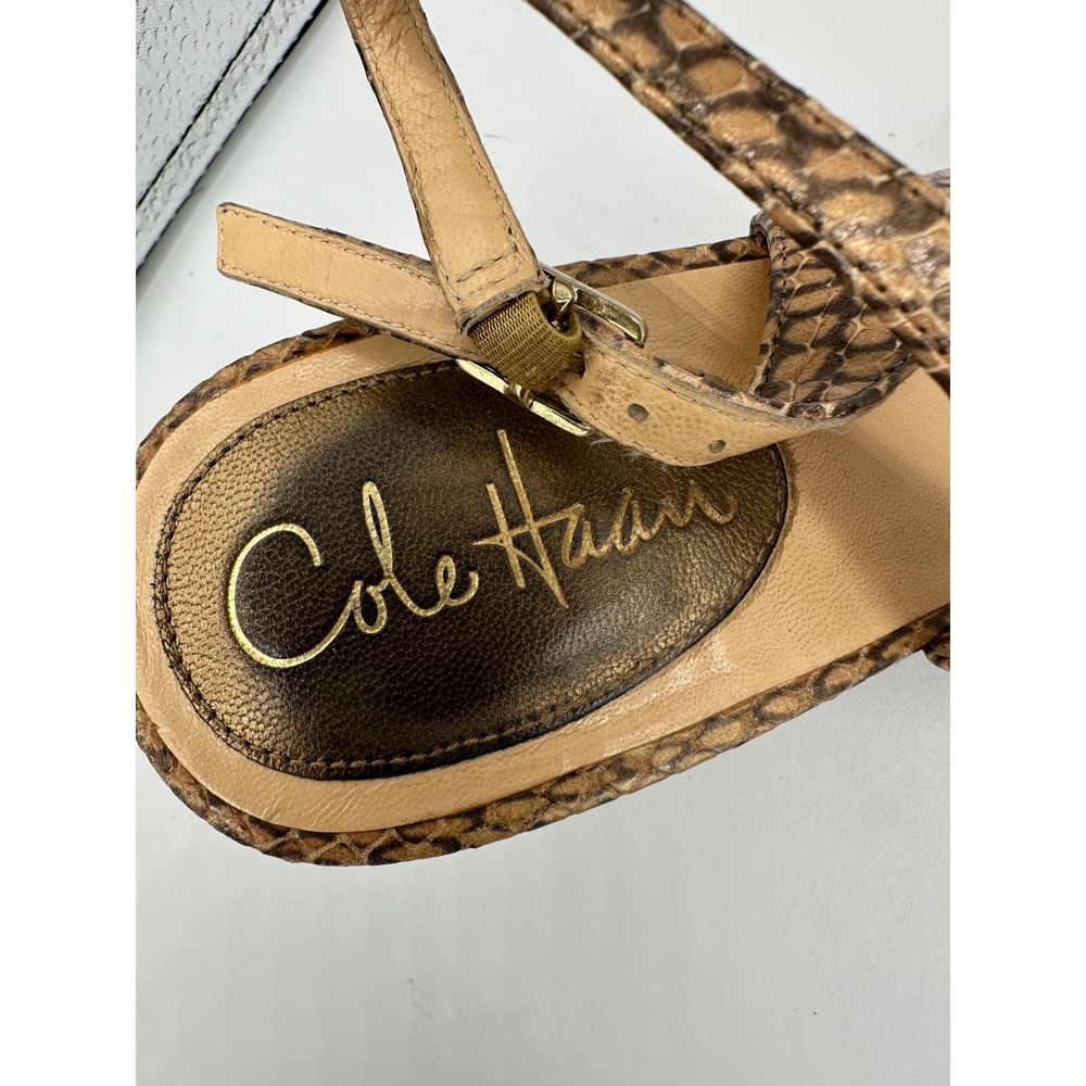 Cole Haan Womens Slingback Heels Snake Print Buckle Peep Toe Size 8.5B - Picture 13 of 15